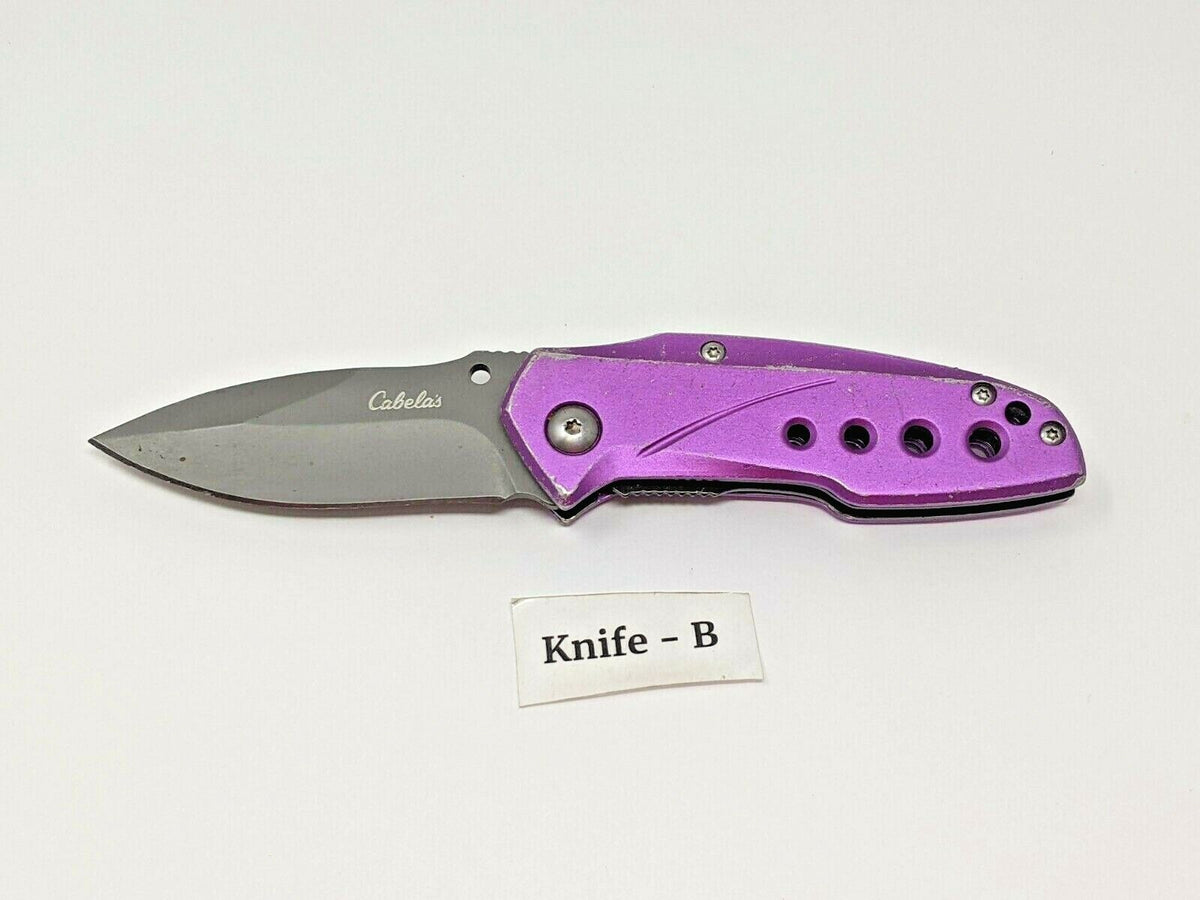 Cabela's Folding Pocket Knife Plain Edge Liner Lock Aluminum Scales