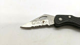 Maxam Small Black Falcon Folding Pocket Knife Lockback Combo Edge Plastic Handle