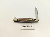 Buck 375 Folding Pocket Knife Brown Wood w/Stainless Steel Bolsters **Damage**