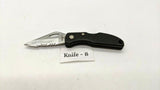 Maxam Small Black Falcon Folding Pocket Knife Lockback Combo Edge Plastic Handle