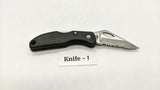 Maxam Small Black Falcon Folding Pocket Knife Lockback Combo Edge Plastic Handle