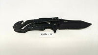 Ruko RUK0165 Black Rescue Folding Pocket Knife Vented Handle Combo Stainless