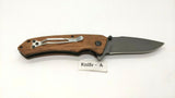 OzKurt All Wood Handle Folding Pocket Knife Personalized Plain Edge Liner Lock