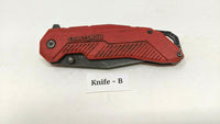 Craftsman Tactical Folding Pocket Knife Combo Edge Blade Liner Lock Red Plastic