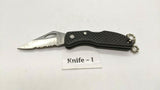 Maxam Small Black Falcon Folding Pocket Knife Lockback Combo Edge Plastic Handle
