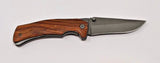 OzKurt All Wood Handle Folding Pocket Knife Personalized Plain Edge Liner Lock