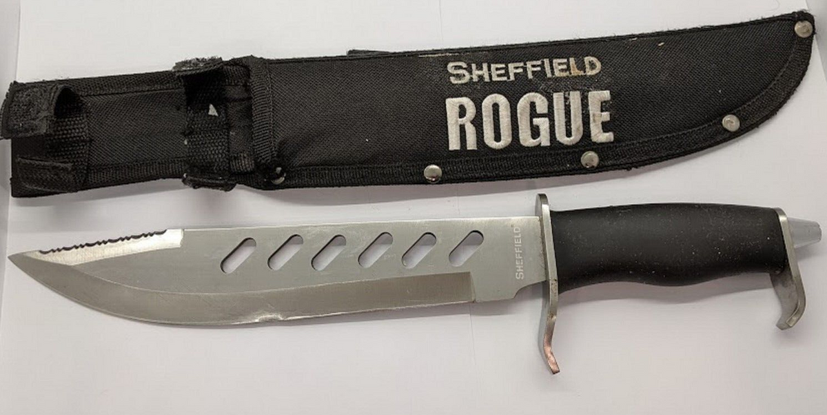 Sheffield Rogue Combination Clip Point Blade With Sheath Black Fixed B 