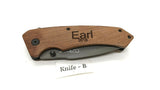 OzKurt All Wood Handle Folding Pocket Knife Personalized Plain Edge Liner Lock