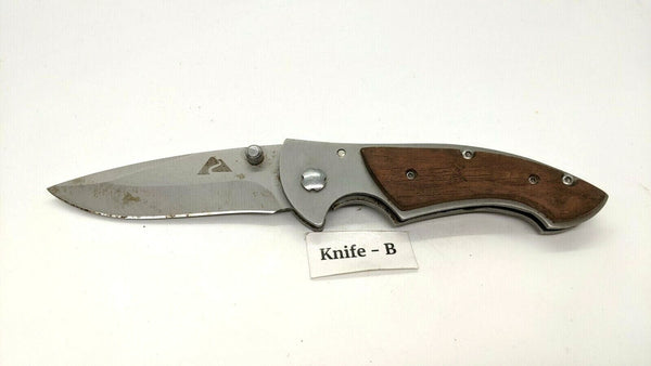 Ozark Trail Folding Pocket Knife Plain Edge Frame Lock Stainless Steel w/Wood