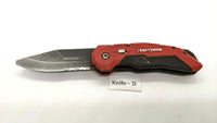 Craftsman Tactical Folding Pocket Knife Combo Edge Blade Liner Lock Red Plastic