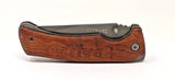 OzKurt All Wood Handle Folding Pocket Knife Personalized Plain Edge Liner Lock