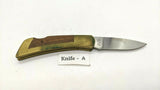 Vtg Gerber Portland OR 97223 Folding Pocket Knife Plain Lockback Wood & Brass