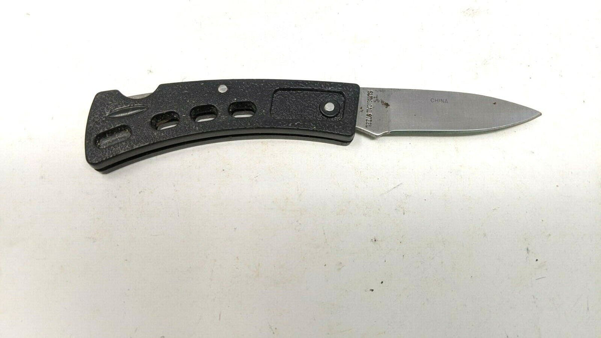 Frost Cutlery Surgical Steel Folding Pocket Knife Lockback Black Plain