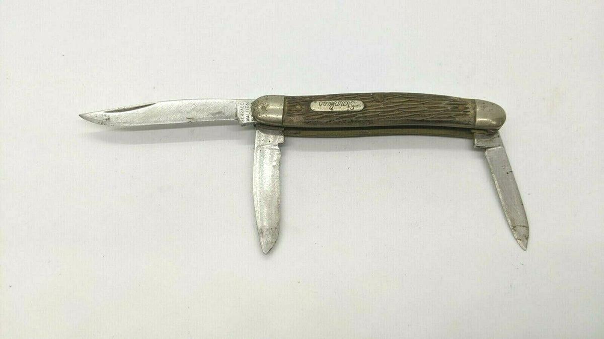 Vintage Schrade Walden NY USA #855 Stockman Folding Pocket Knife 3