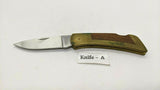 Vtg Gerber Portland OR 97223 Folding Pocket Knife Plain Lockback Wood & Brass