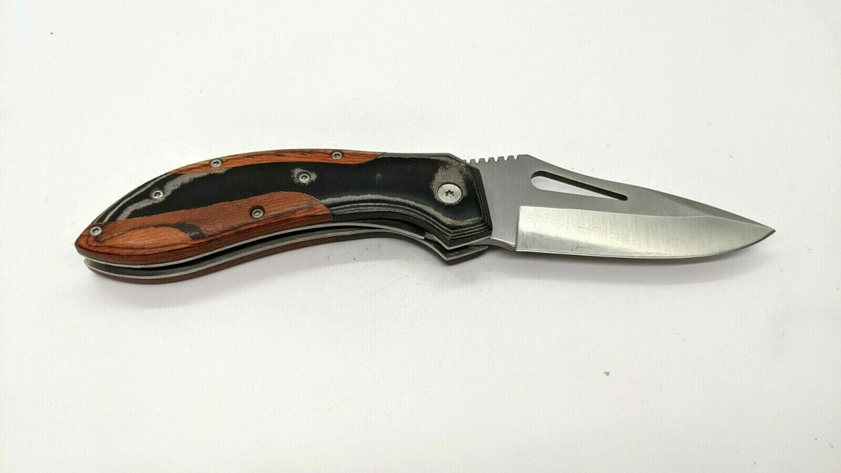 Astro Pneumatic 9241 Folding Pocket Knife Plain Edge Liner Lock Fiberg