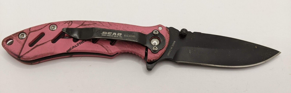 Bear Edge Pink Camo Linerlock Folding Knife - Smoky Mountain Knife Works