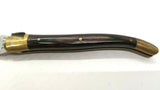 Vtg Laguiole Rossignol #7272 Folding Pocket Knife Wood Scales Blk Leather Pouch