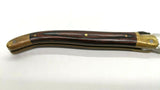 Vtg Laguiole Rossignol #7272 Folding Pocket Knife Wood Scales Blk Leather Pouch