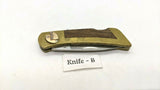 Vtg Gerber Portland OR 97223 Folding Pocket Knife Plain Lockback Wood & Brass
