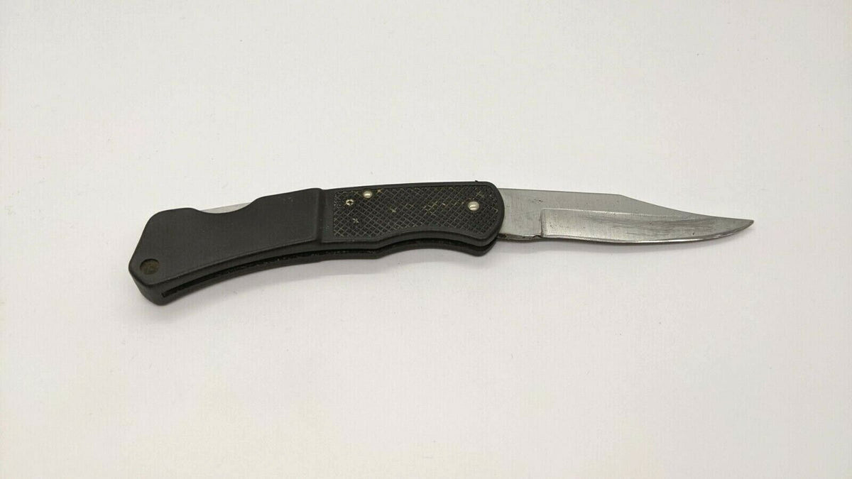 Bear Mgc Usa 9 Stars Folding Pocket Knife Plain Edge Lockback Black G1 