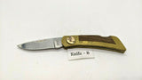 Vtg Gerber Portland OR 97223 Folding Pocket Knife Plain Lockback Wood & Brass