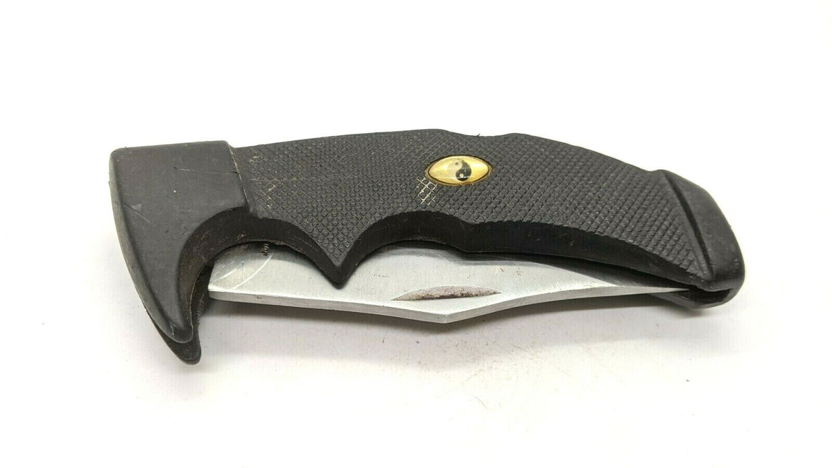 Jaguar Large Folding Pocket Knife Combo Edge Lockback Black Glass Fill