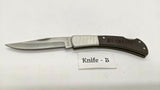 Vtg Barlow Folding Pocket Knife Stainless Steel Bolster w/Wood Handle Lockback