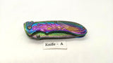 Femme Fatale FF-A008 Folding Pocket Knife Spring Assisted Rainbow Plain Liner SS