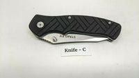 Stanley Tactical Folding Pocket Knife Black Rubber Handle Plain Liner Lock