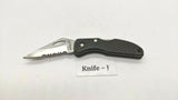 Maxam Small Black Falcon Folding Pocket Knife Lockback Combo Edge Plastic Handle