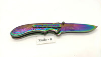 Femme Fatale FF-A008 Folding Pocket Knife Spring Assisted Rainbow Plain Liner SS