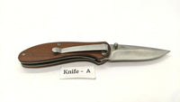 Ozark Trail Deer Medallions Folding Pocket Knife Plain Liner Lock Wood Handle