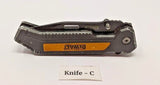 Dewalt DWHT10910 Folding Pocket Knife Piercing Tanto Combo Liner Black **Various