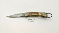 Sharp #800 Japan Folding Pocket Knife Single Plain Edge Lockback Stag/Antler