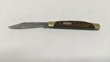 Buck #379 Solo Folding Pocket Knife 3 Pin Wood Handle Brass Bolsters Clip Point