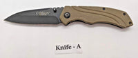 Camillus Titanium 7 3/4" Folding Pocket Knife 3 1/8" Plain Blade Tan G10 Handle