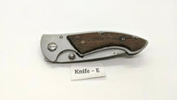 Ozark Trail Folding Pocket Knife Stainless Steel Framelock Plain Edge Wood Inlay