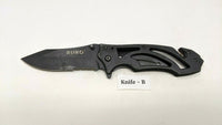 Ruko RUK0165 Black Rescue Folding Pocket Knife Vented Handle Combo Stainless