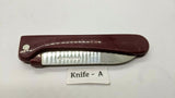 Haidragon Stainless Steel Folding Pocket Fruit Knife Plain Edge Red Vinyl Handle