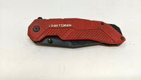 Craftsman Tactical Folding Pocket Knife Combo Edge Blade Liner Lock Red Plastic