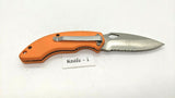 Ozark Trail Outdoor Equipment Folding Pocket Knife Combo Edge Liner Lock Orange