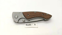 Ozark Trail Folding Pocket Knife Stainless Steel Framelock Plain Edge Wood Inlay