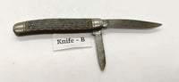 Vintage Imperial Prov RI USA 2 Blade Jack Folding Pocket Knife Jigged Bone SS