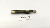 Buck #379 Solo Folding Pocket Knife 3 Pin Wood Handle Brass Bolsters Clip Point