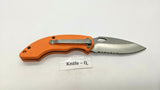 Ozark Trail Outdoor Equipment Folding Pocket Knife Combo Edge Liner Lock Orange