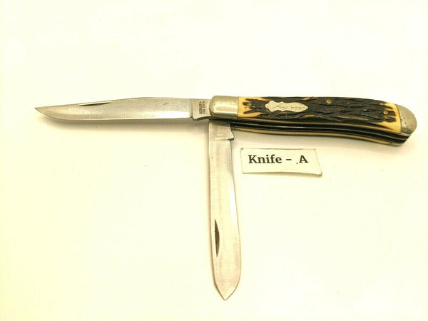 Vtg Schrade+ USA 285UH Uncle Henry Trapper 1980's Folding Pocket Knife Staglon