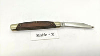 Buck #379 Solo Folding Pocket Knife 3 Pin Wood Handle Brass Bolsters Clip Point
