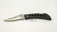 Frost Cutlery Large Folding Pocket Knife Combination Edge Lockback Black Plastic