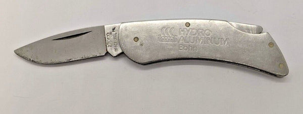 Zippo USA Stainless Steel Advertising Plain Edge Lock Back Folding Pocket Knife